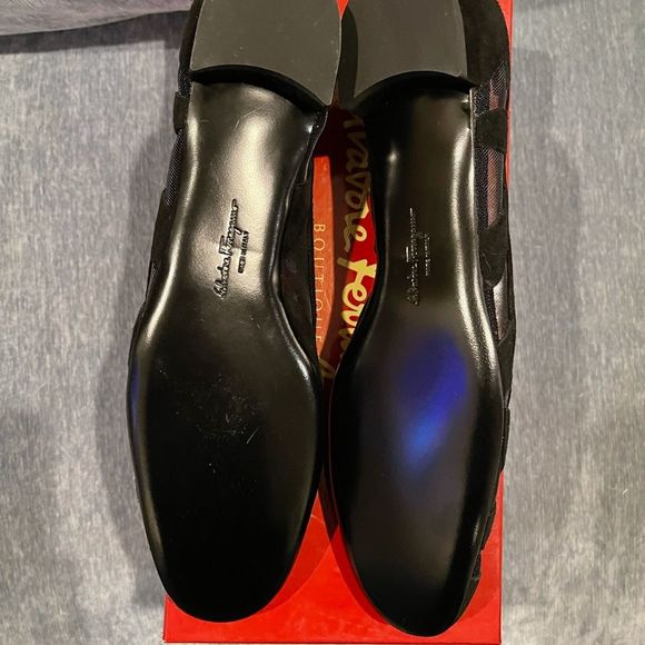 Salvatore Ferragamo Black Suede Kid Mesh Sandal.  Never Worn. 7 AAA NWT - Picture 2 of 13